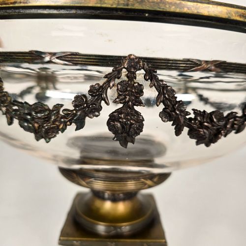 LARGE FRENCH GLASS AND BRONZE MOUNTED PEDESTAL BOWL C 1860 - ADDITIONAL PHOTO 8