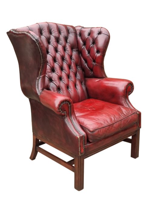 Large George III style leather wing armchair (c.1930)