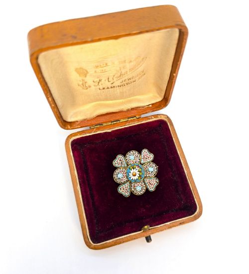 Exceptionally Fine 19th Century Italian Micro Mosaic Brooch, C.1880