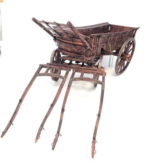 A Superb Museum Quality Model of a 19th C Twin Horse Drawn Farm Hay Cart, English, Circa 1920.