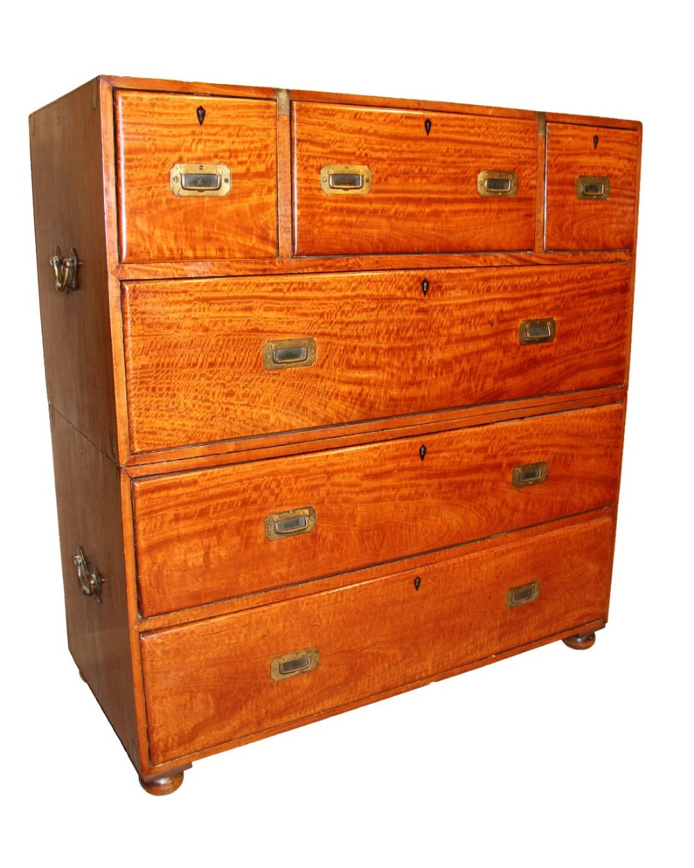 Campaign Chest of Drawers made from figured solid satinwood