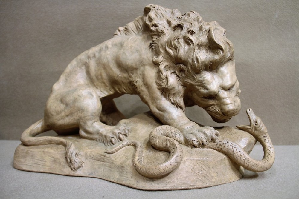 A terracotta study of a Lion