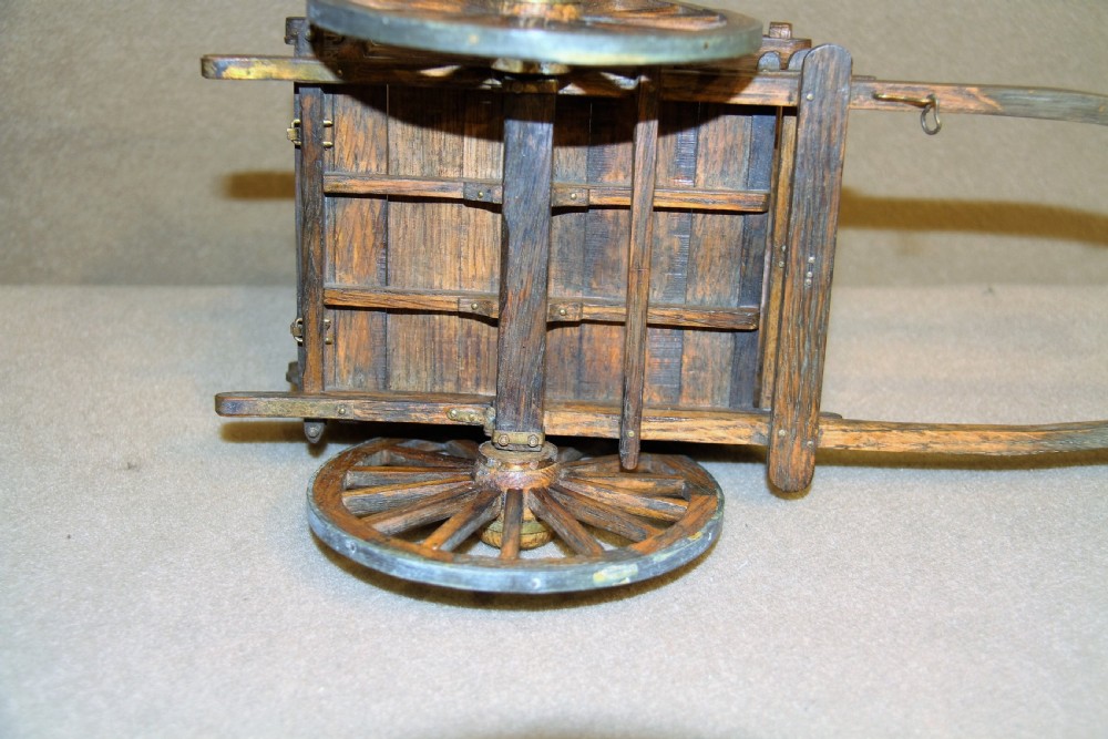 Scale model of a late 19th century tipping pony cart View II