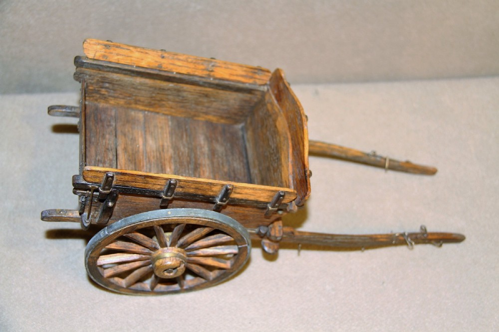 Scale model of a late 19th century tipping pony cart View V