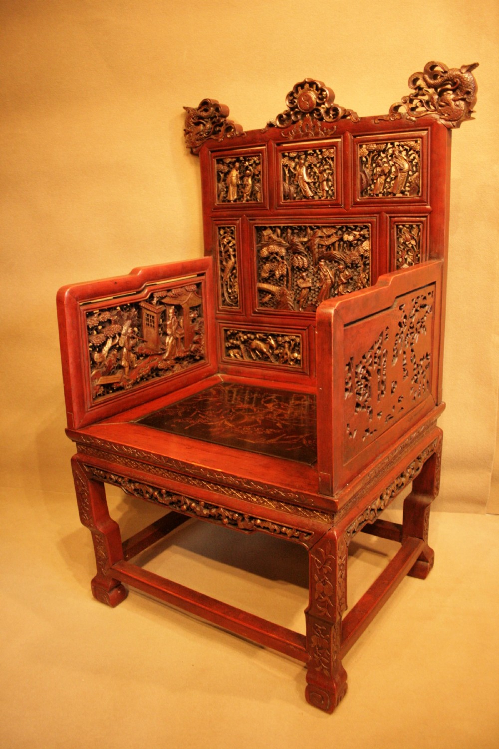 A  highly decorative pair of Chinese Throne Chairs View V