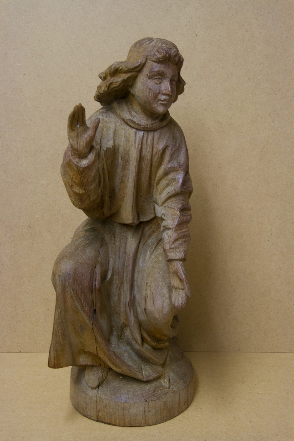 A rare pair of early carved oak religious figures of saints View II