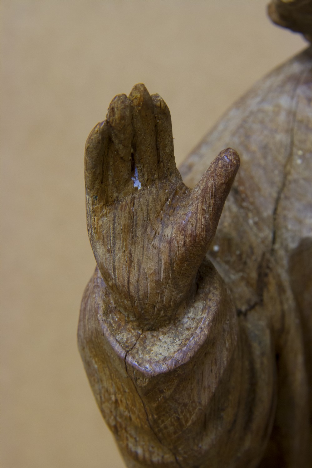 A rare pair of early carved oak religious figures of saints View IV