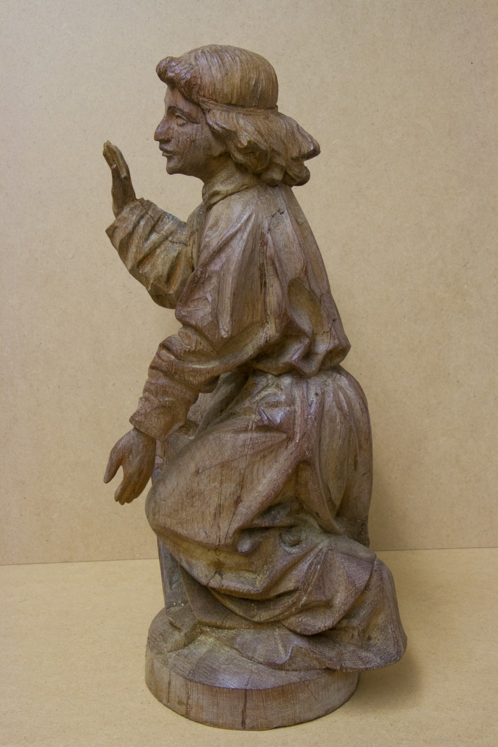 A rare pair of early carved oak religious figures of saints View V