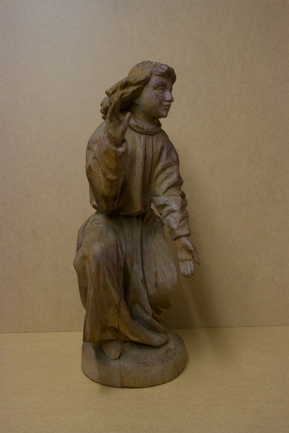 A rare pair of early carved oak religious figures of saints View VII