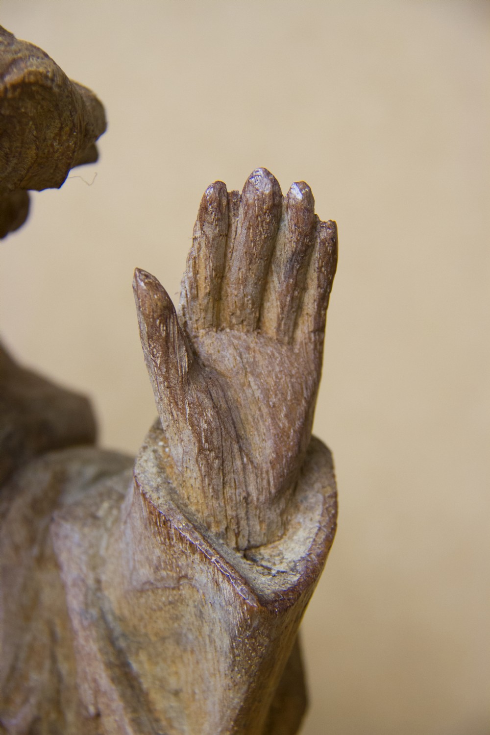 A rare pair of early carved oak religious figures of saints View XII