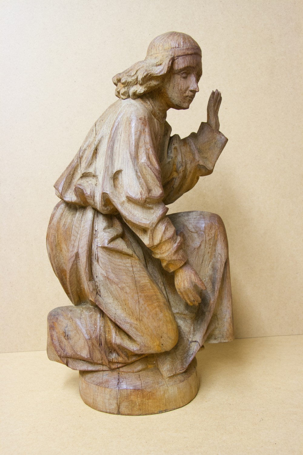 A rare pair of early carved oak religious figures of saints View XIII
