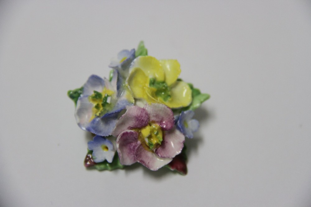 Brooch and matching ear rings made from Coalbrook china View VI