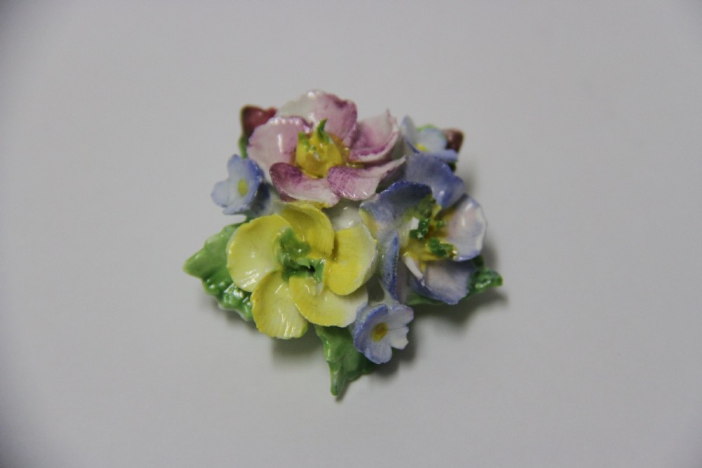 Brooch and matching ear rings made from Coalbrook china View VII