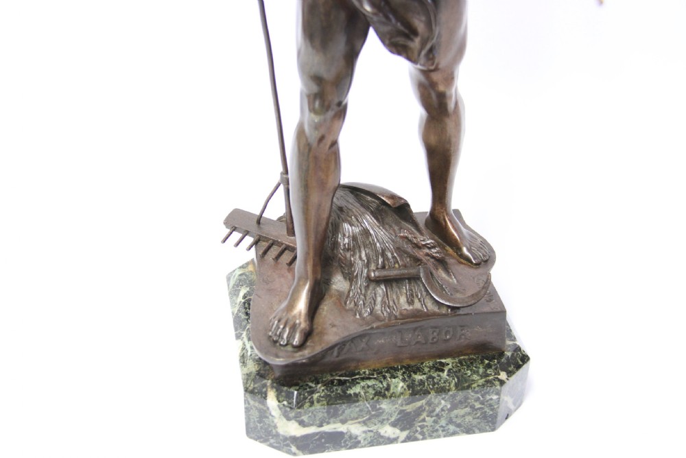 A fine French  bronze study of a agricultural worker 