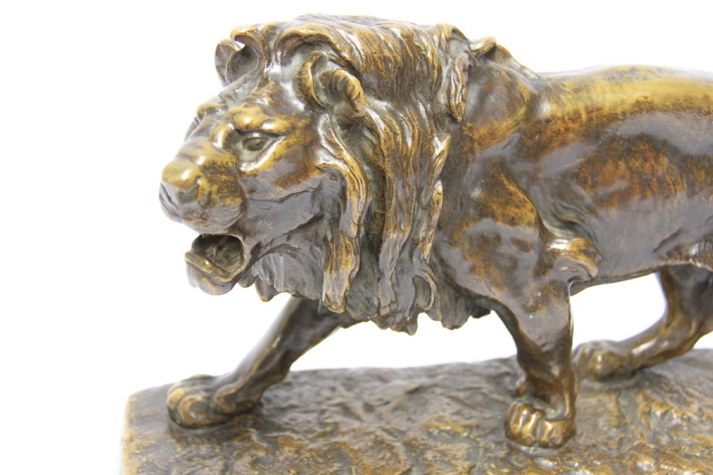 A late 19th century bronze study of a lion by Louis Vidal View II