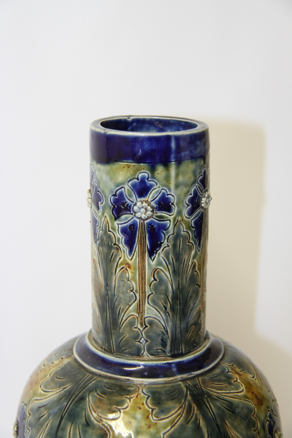 A rare large C.J.C. Bailey Fulham salt glazed stoneware pottery vase. View V