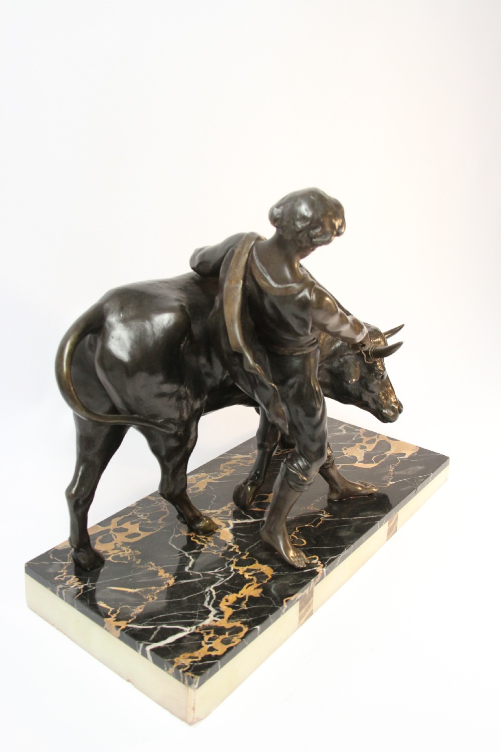 French spelter  sculpture  with Bull 20th  century View II