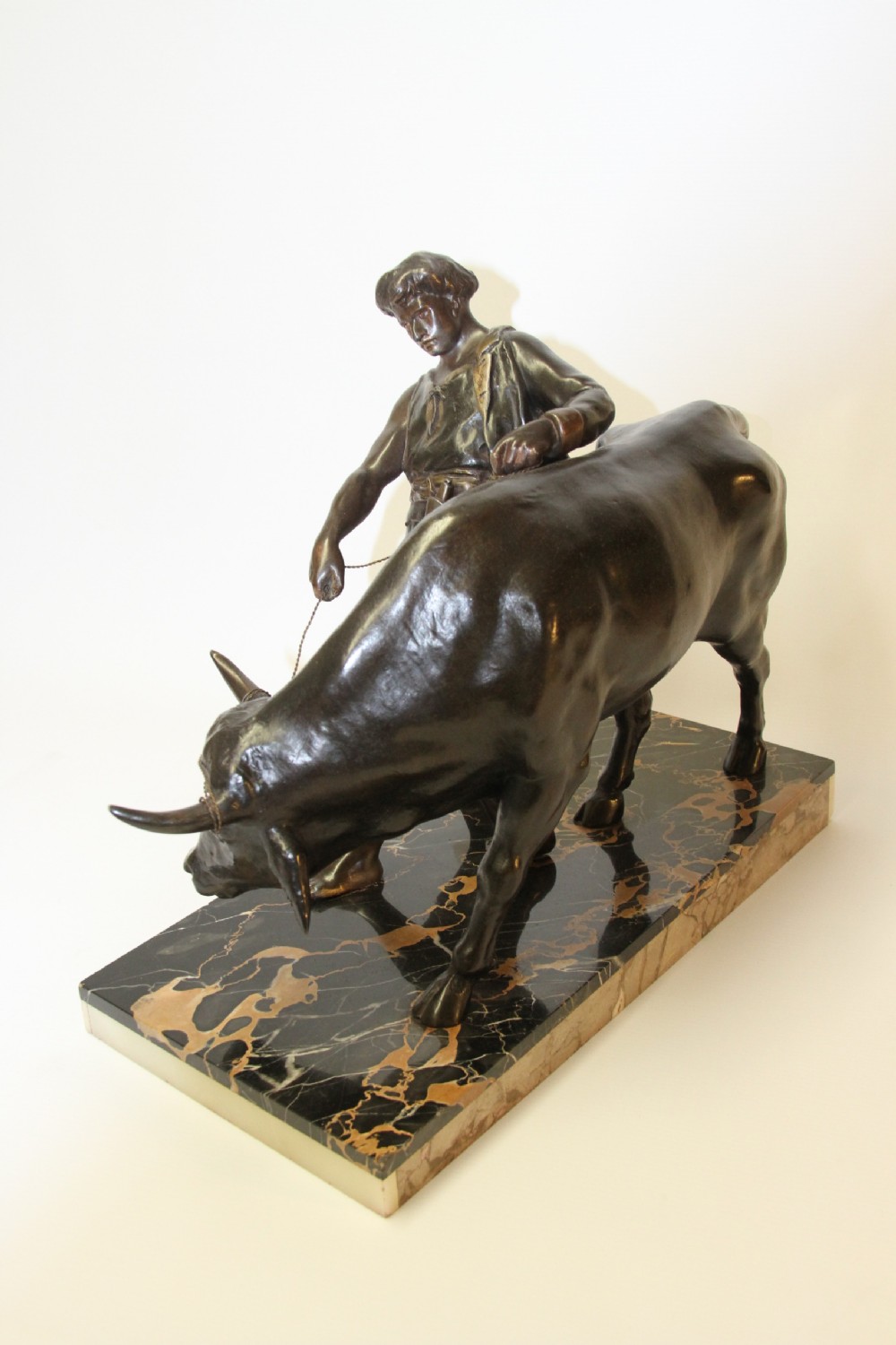 French spelter  sculpture  with Bull 20th  century View V