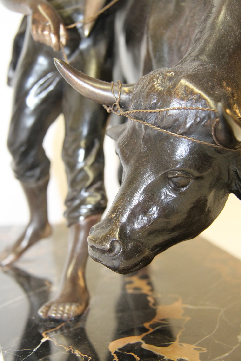 French spelter  sculpture  with Bull 20th  century View VI