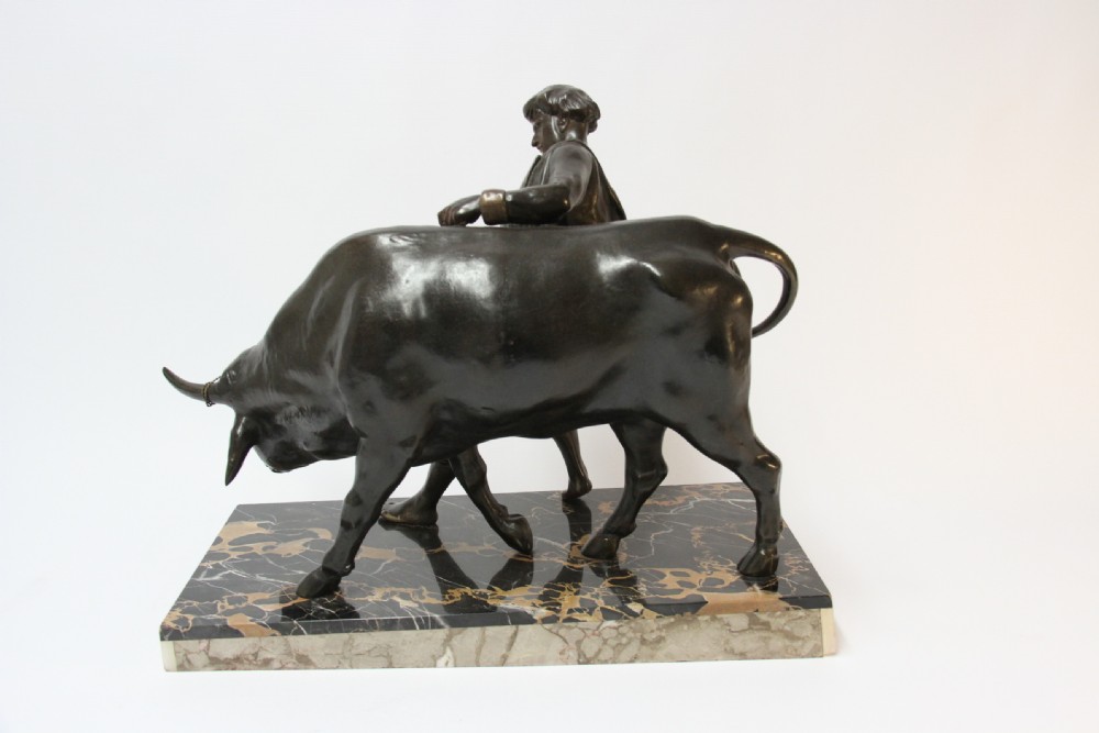 French spelter  sculpture  with Bull 20th  century View VIII