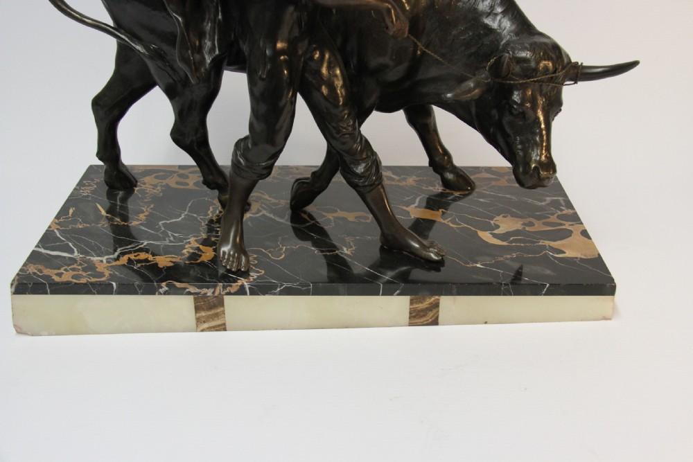 French spelter  sculpture  with Bull 20th  century View XI