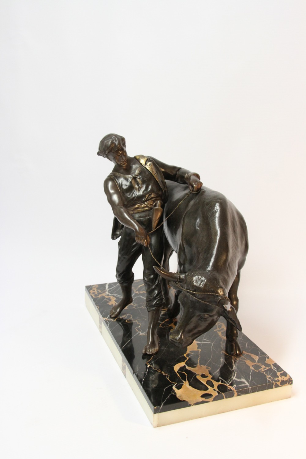 French spelter  sculpture  with Bull 20th  century View XVIII
