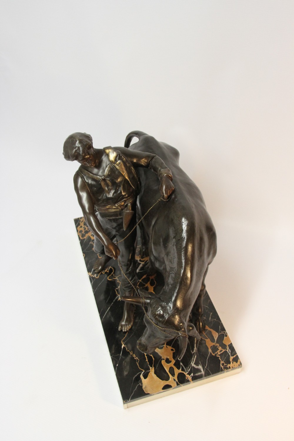 French spelter  sculpture  with Bull 20th  century View XX