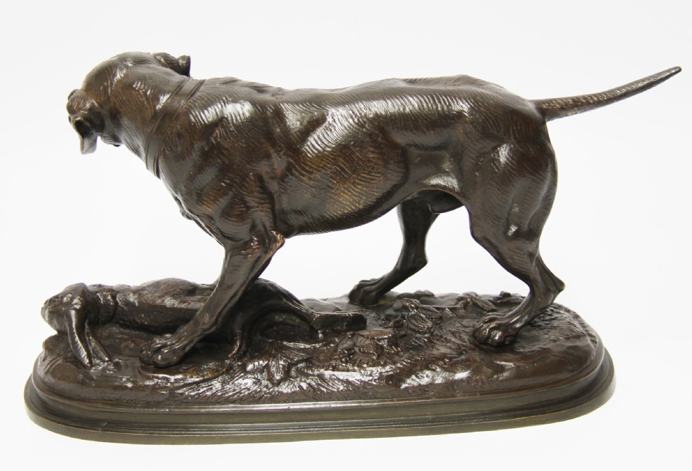A French bronze of a Hunting Dog and Hare View II