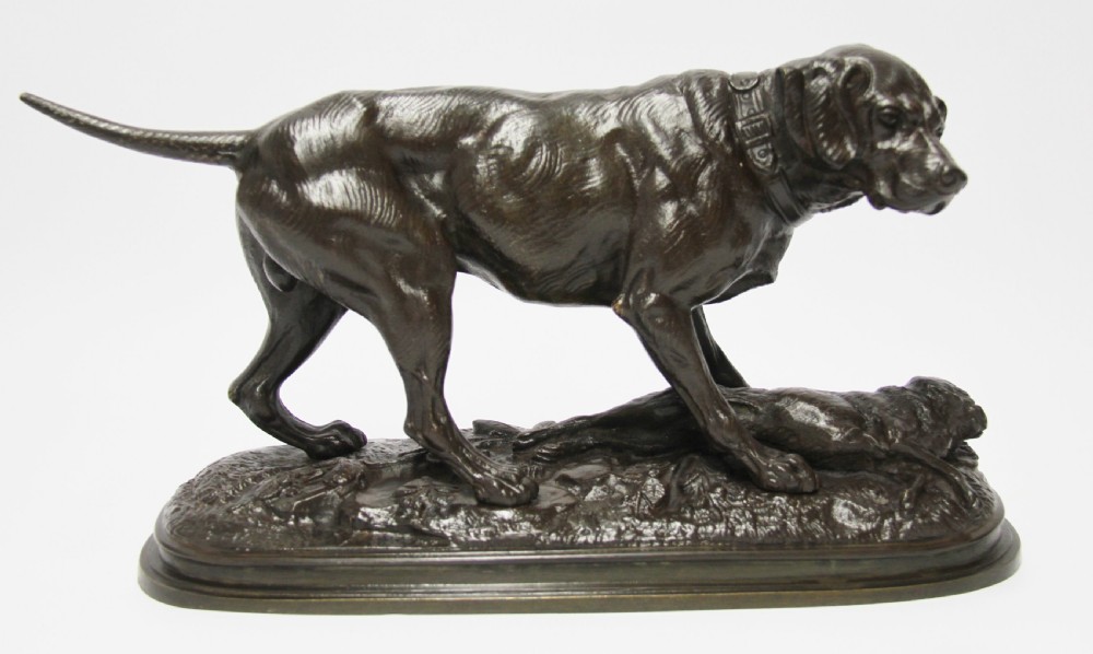 A French bronze of a Hunting Dog and Hare View IV