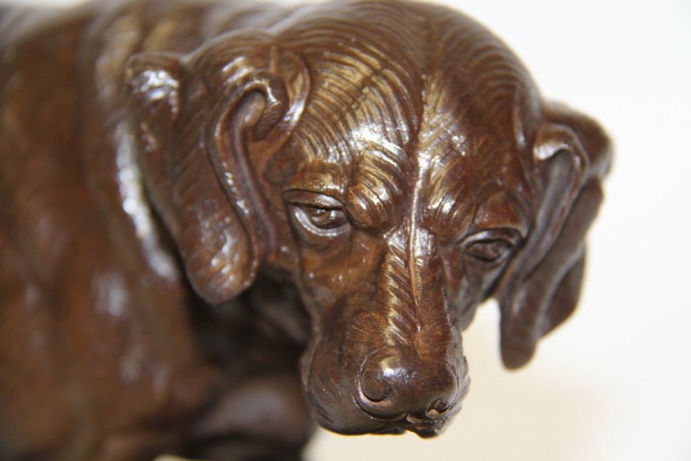 A French bronze of a Hunting Dog and Hare View VII