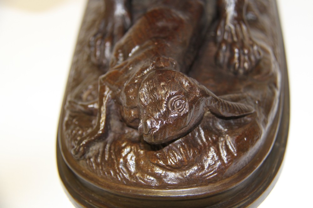 A French bronze of a Hunting Dog and Hare View VIII