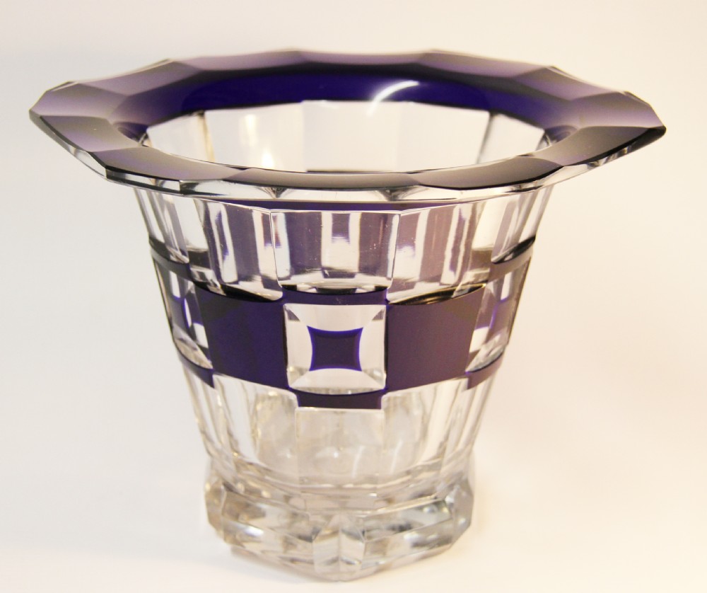 Art Deco blue overlaid vase