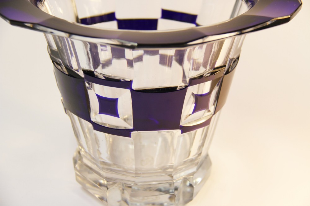 Art Deco blue overlaid vase View IV