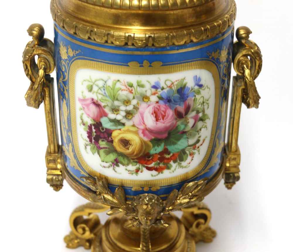 A fine 19th century pair of French Sevres style porcelain and ormolu Vases. View III