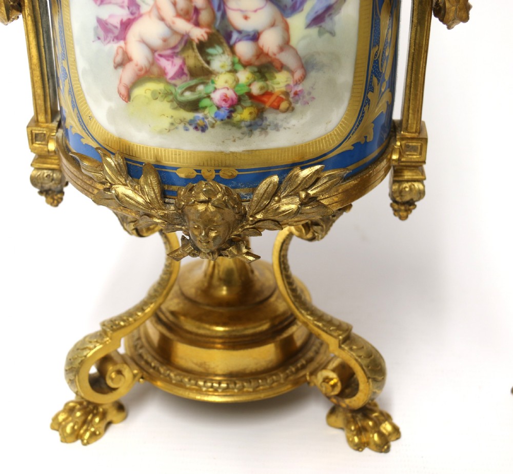 A fine 19th century pair of French Sevres style porcelain and ormolu Vases. View V