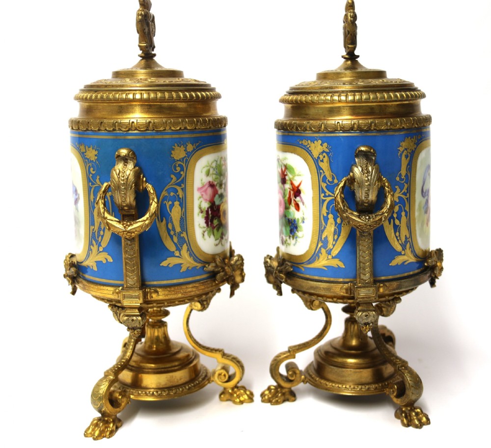 A fine 19th century pair of French Sevres style porcelain and ormolu Vases. View VI