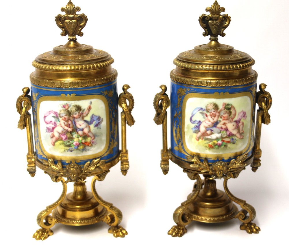 A fine 19th century pair of French Sevres style porcelain and ormolu Vases. View VII