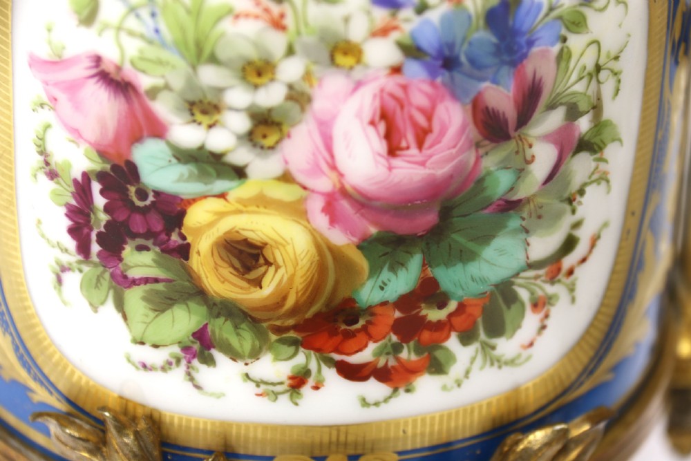A fine 19th century pair of French Sevres style porcelain and ormolu Vases. View VIII