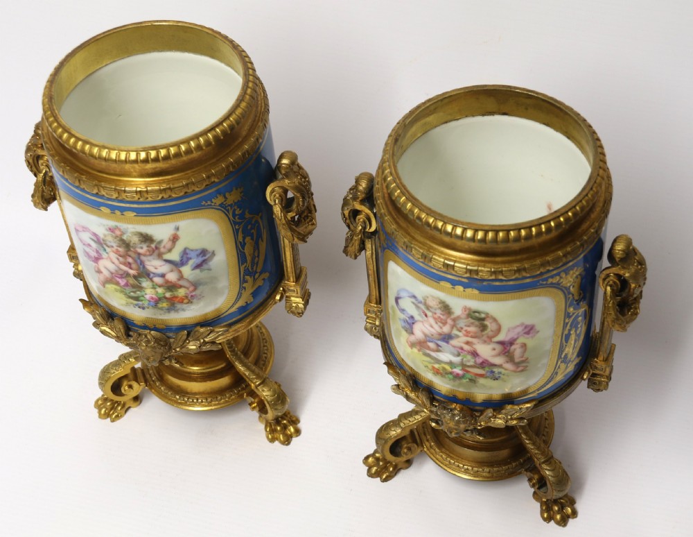 A fine 19th century pair of French Sevres style porcelain and ormolu Vases. View XIII