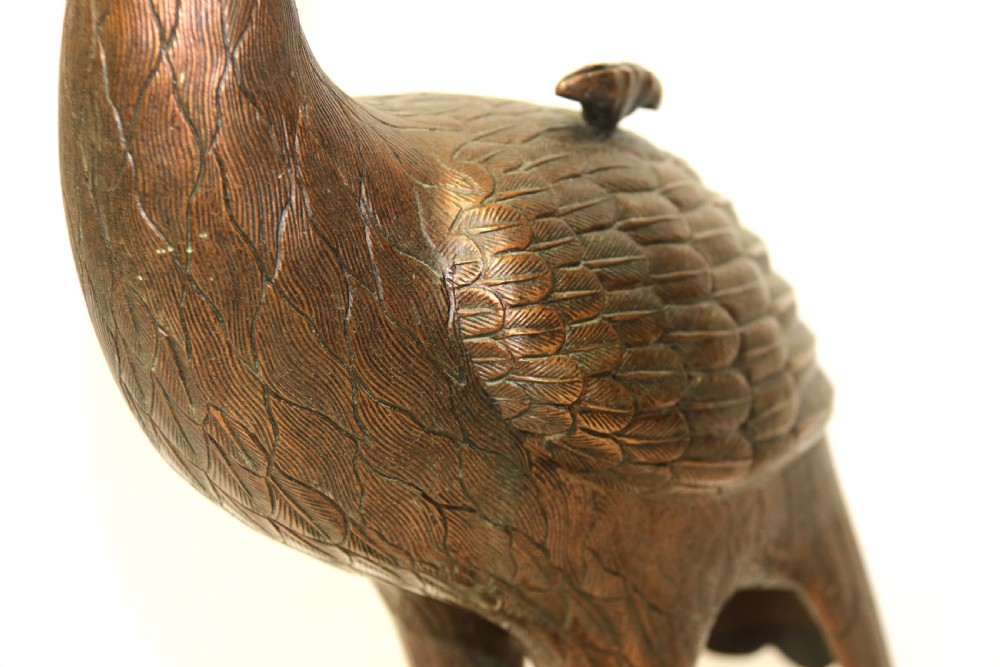 A large pair of Japanese bronze storks View III