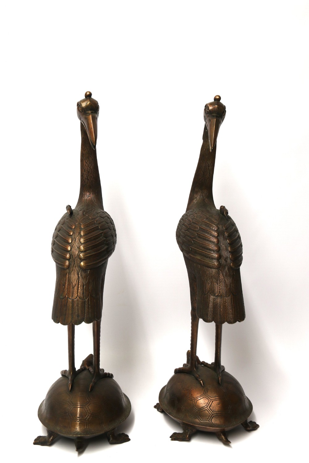 A large pair of Japanese bronze storks View VIII