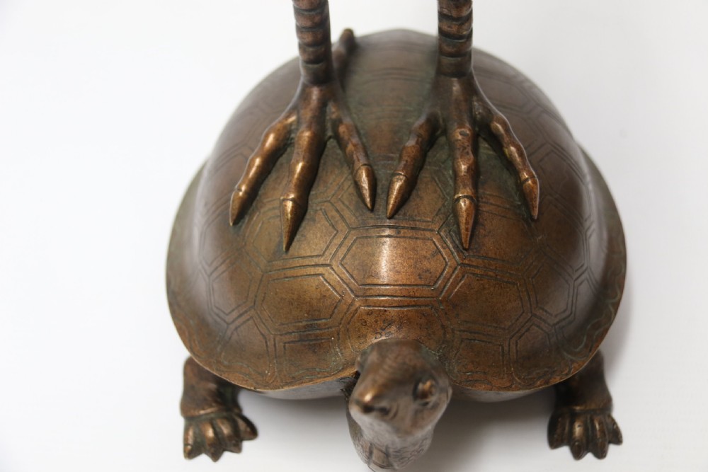 A large pair of Japanese bronze storks View IX