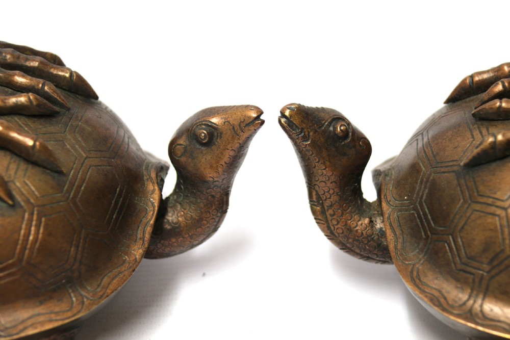 A large pair of Japanese bronze storks View XII