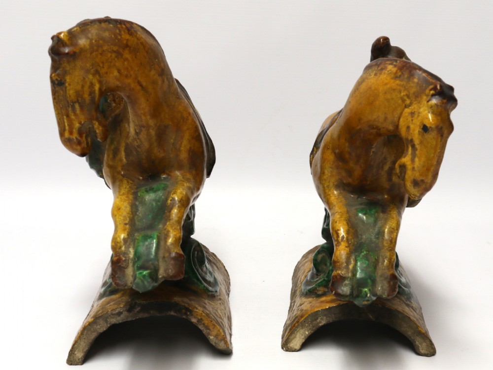 A pair of Chinese pottery ridge tiles View II