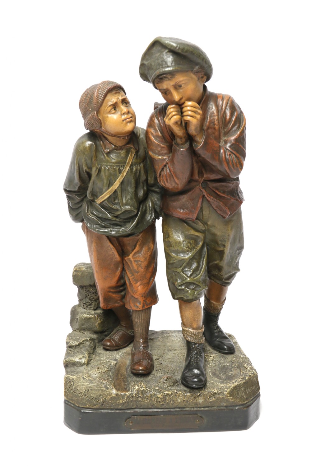 A French cold painted terracotta group