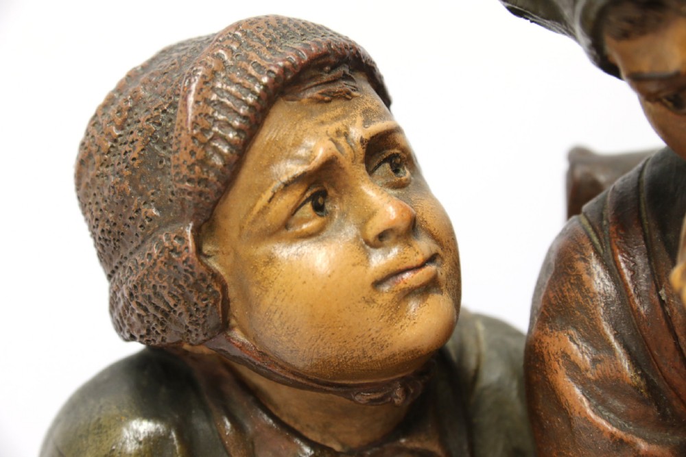 A French cold painted terracotta group View V