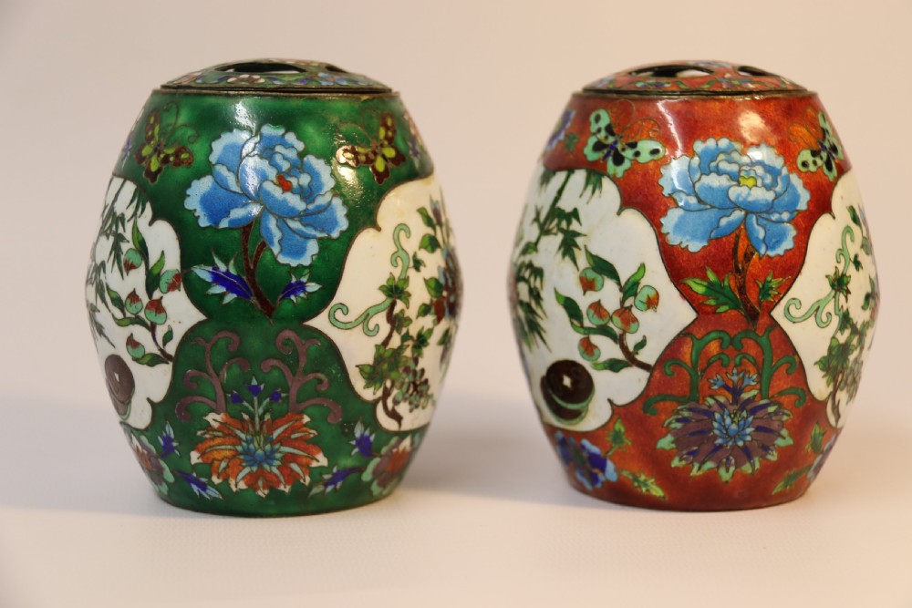 A pair of Japanese cloisonné Jars with covers View II