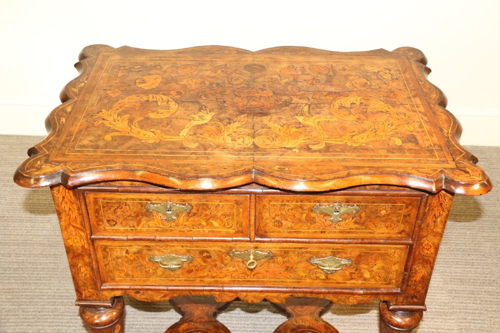 A rare Dutch burr walnut lowboy View VIII