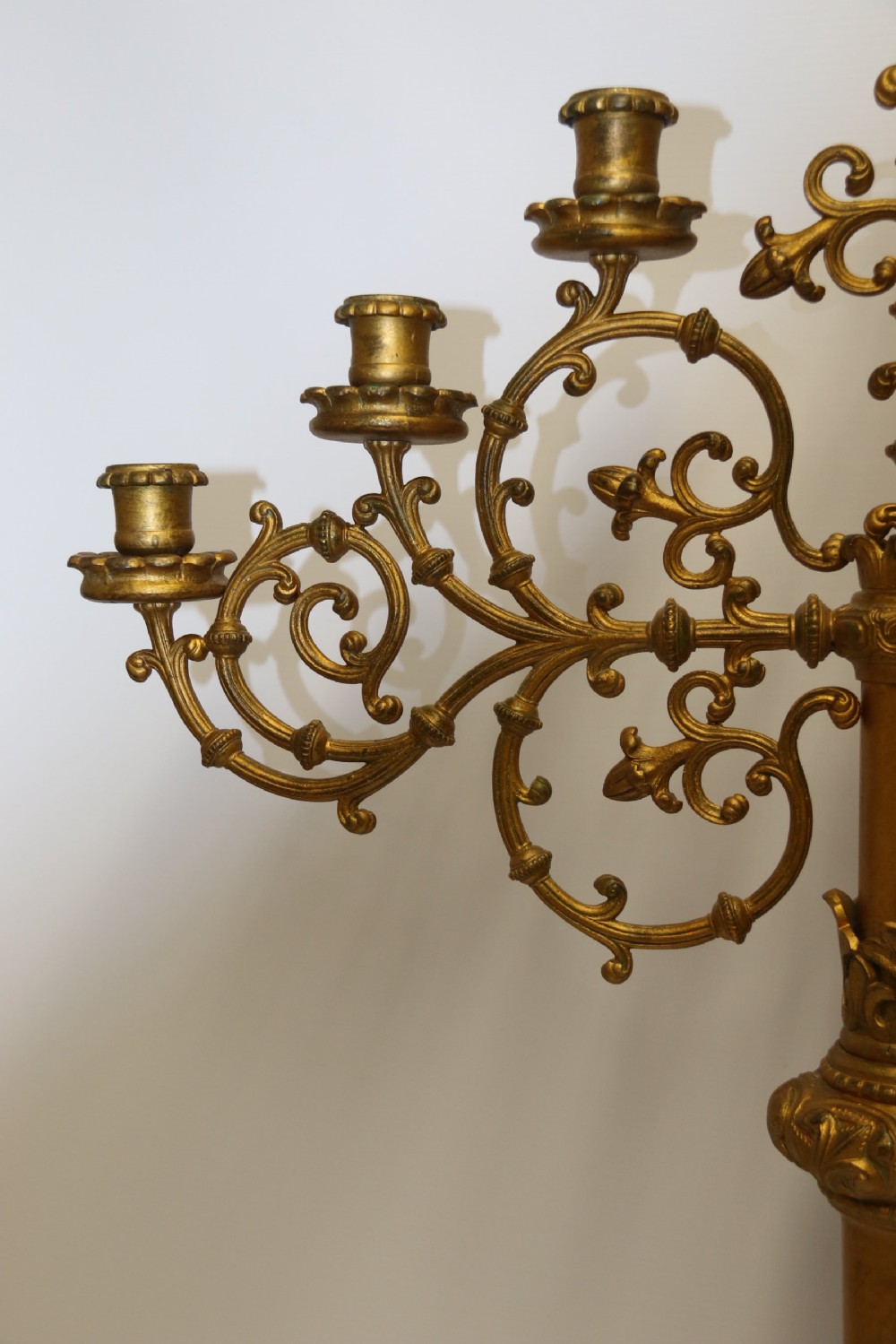 A large pair of Gothic  Gilt brass Candelabra View VIII