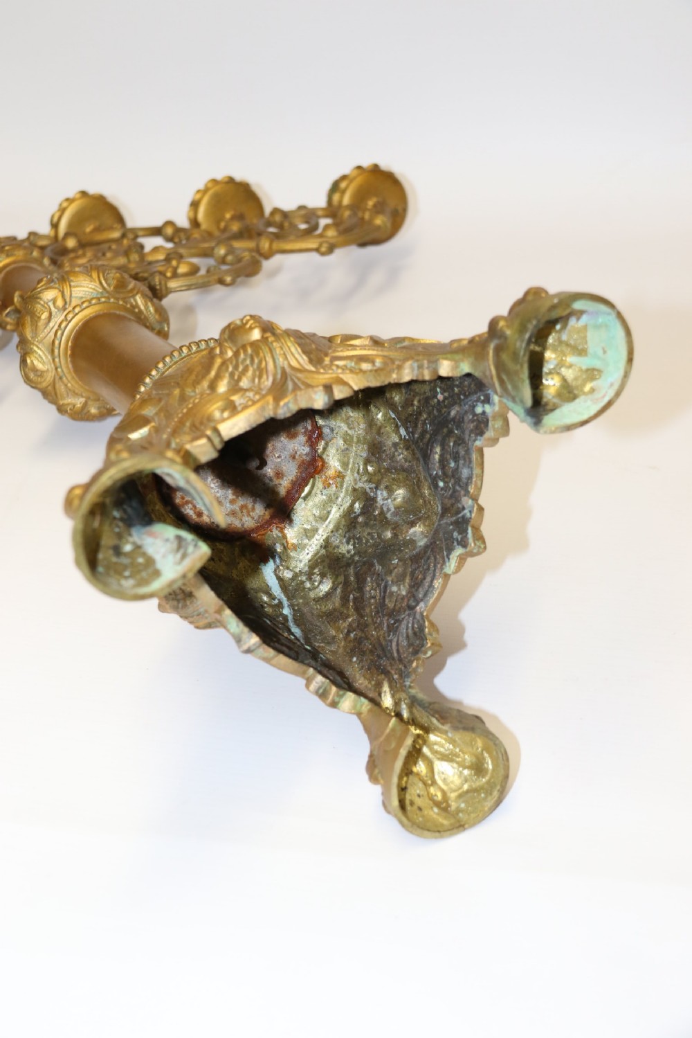 A large pair of Gothic  Gilt brass Candelabra View XI